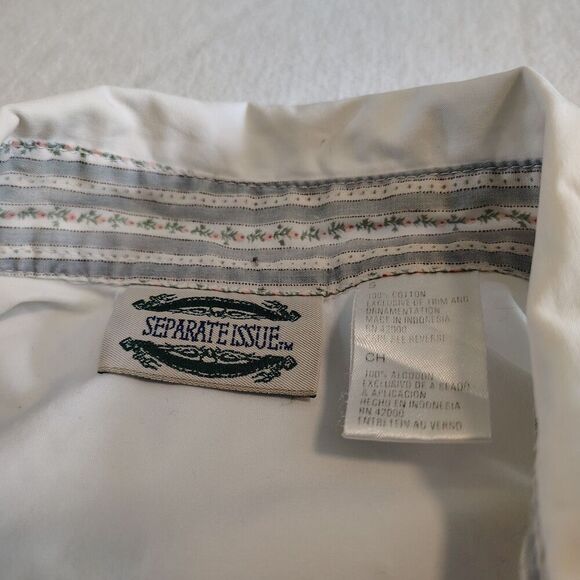 Vtg Flower Pot Shirt Womens Floral Embroidered Pastel Cottagecore Size Small - Picture 5 of 8